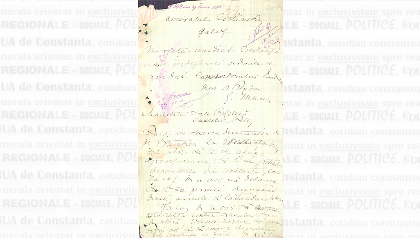 Informarea Regelui Carol I de către comandorul Emanoil Koslinski, comandantul Marinei Militare