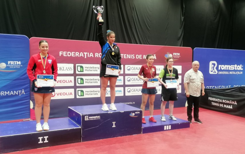 Bianca Mei-Roșu, pe primul loc la Top 16 U-19. Sursa foto: Facebook (Federația Română de Tenis de Masă)