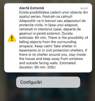 Mesaj Ro-Alert, Sursa foot: ISU Delta Tulcea