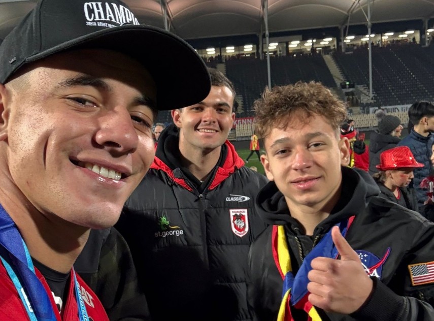 Luca Andrei Gîlea, la finala Super Rugby Pacific. Sursa foto: Facebook (Cristian Cojocaru)