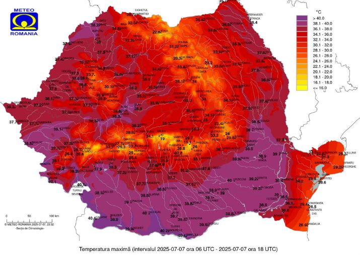 Temperatura de cuptor in Romania! Vezi unde s-au inregistrat temperaturi maxime de peste 40 de grade, ieri   