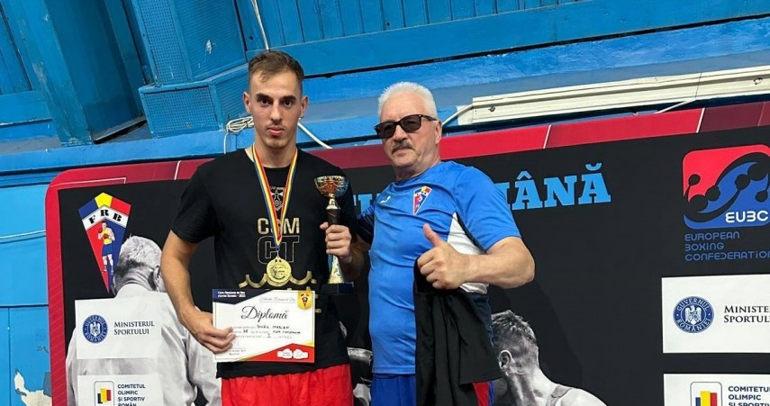 Alexandru Buleu și antrenorul Mihai Constantin. Sursa foto: Facebook (CSM Constanța)
