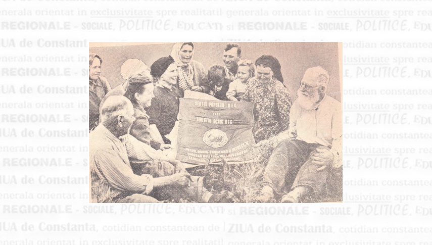 Ivan Sceblîkin alături de colectiviștii fruntași din Valea Vasluiului