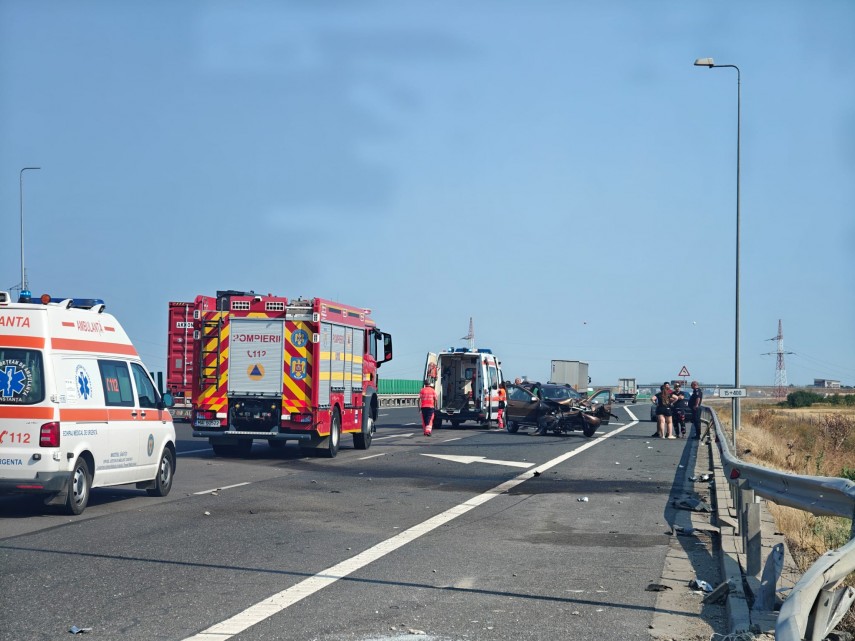 Accident in lant pe Autostrada A2 Bucuresti-Constanta! Circulatia rutiera este oprita pe ambele benzi pe sensul catre mare