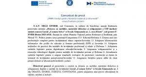 Comunicat de presă „PNRR - Fonduri pentru România modernă și reformată!”