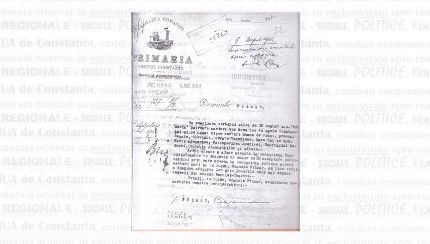 Afișul de promovare a primei ediții a Zilei Marinei, organizată la Constanța pe 15 august 1902