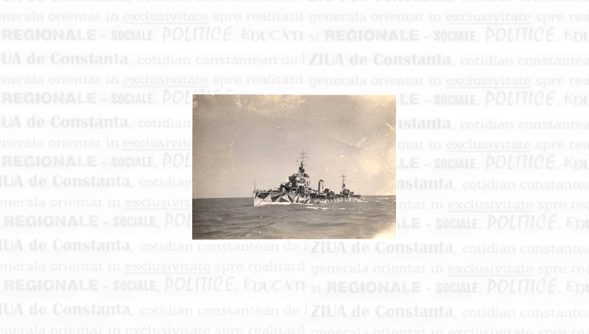 „Asul de cupă”, piturat în culori de camuflaj, în misiune pe mare