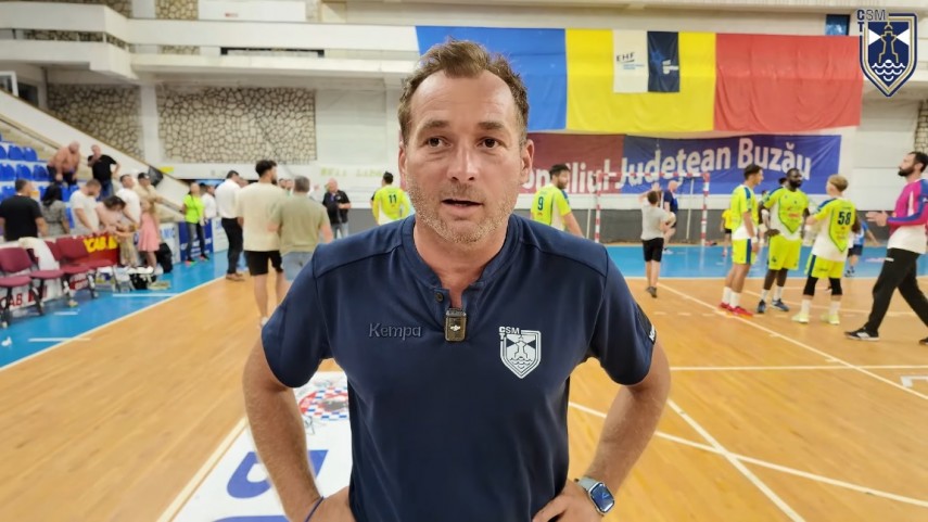 Antrenorul Marius Stavrositu. Sursa foto: captură Facebook (CSM Constața)