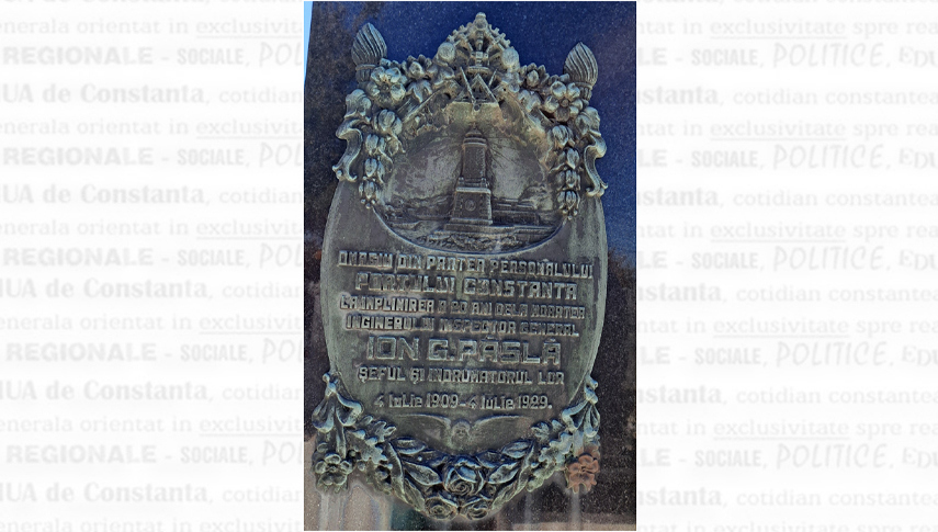 Omagiu din partea personalului Portului Constanța la împlinirea a 20 de ani de la moartea inginerului inspector general Ion G. Pâslă, șeful și îndrumătorul lor 4 iulie 1909-4 iulie 1929