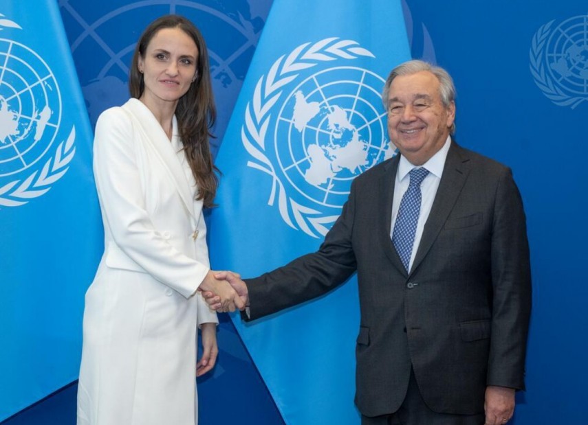 Ministrul afacerilor externe, Oana Țoiu, și Secretarul General al ONU, António Guterres. Sursa foto: Facebook