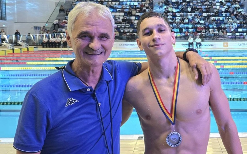 Matei Silivestru și antrenorul Octavian Tileagă. Sursa foto: Facebook (Octavian Tileagă)