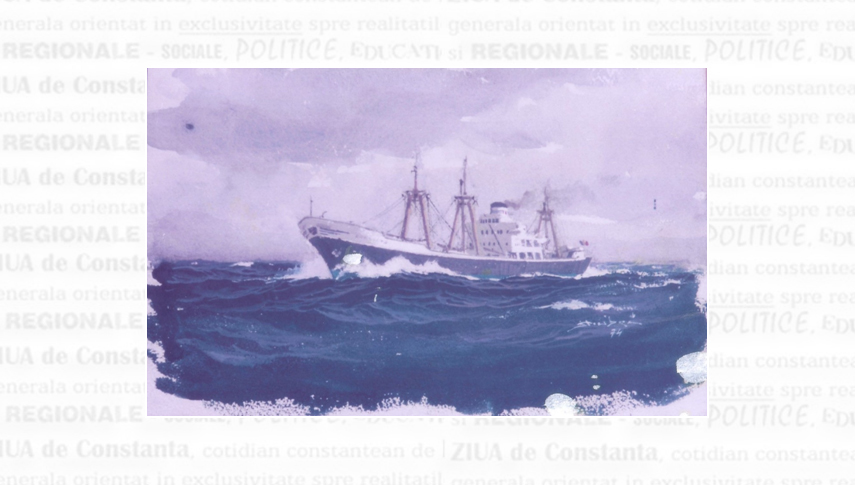 Cargoul „București”. Reproducere după o pictură de Comandor Dimitrie Știubei