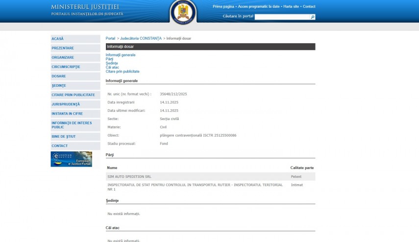 justitie constanta sim auto spedition la judecata cu inspectoratul de stat pentru controlul in transportul justitie constanta sim auto spedition la judecata cu inspectoratul de stat pentru controlul in transportul