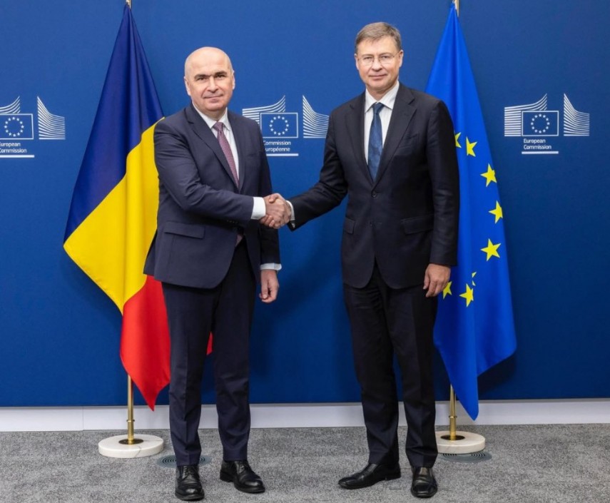 Premierul Ilie Bolojan și comisarul european pentru economie, Valdis Dombrovskis