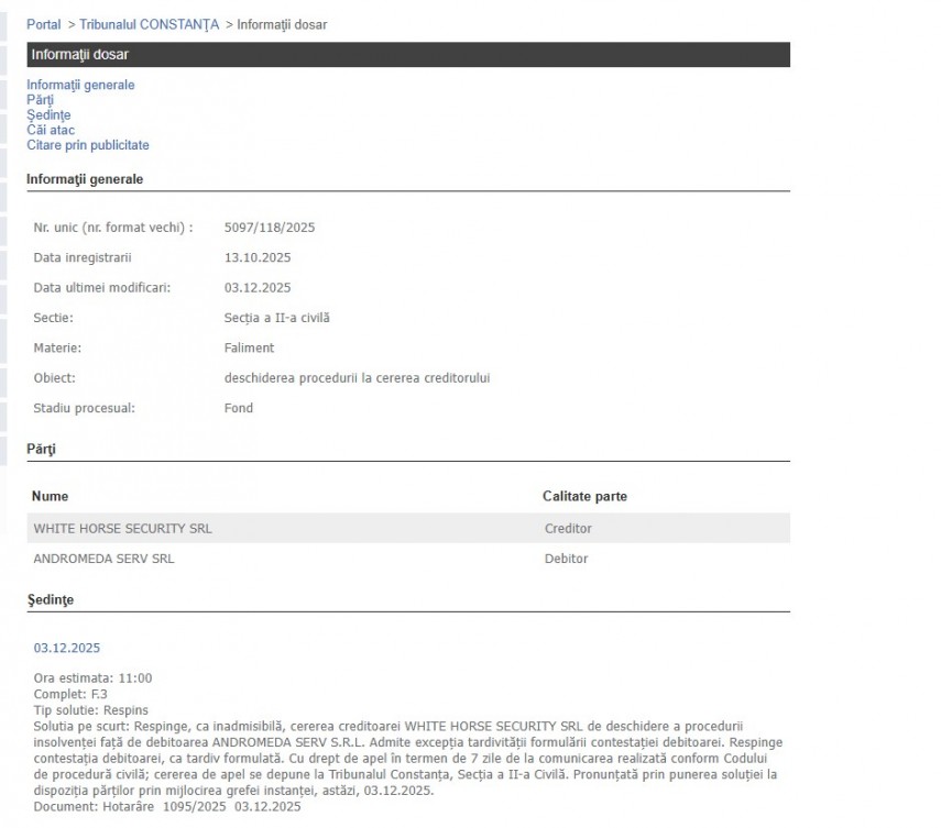 Portalul Instanțelor de Judecată