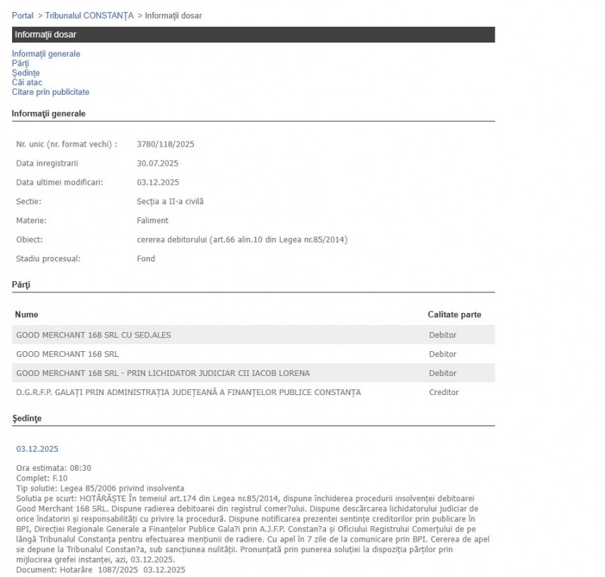 Portalul Instanțelor de Judecată