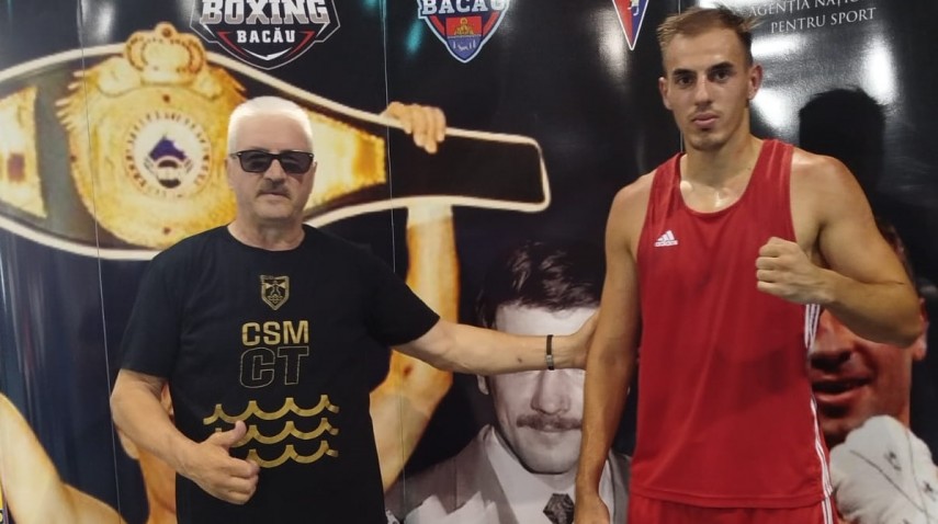 Alexandru Buleu și antrenorul Mihai Constantin. Sursa foto: Facebook (CSM Constanța)