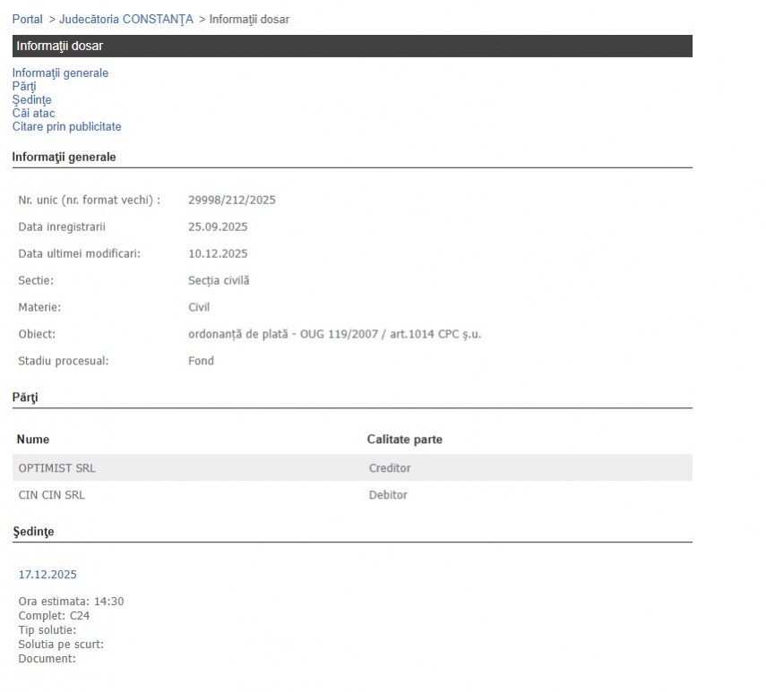 Portalul Instanțelor de Judecată