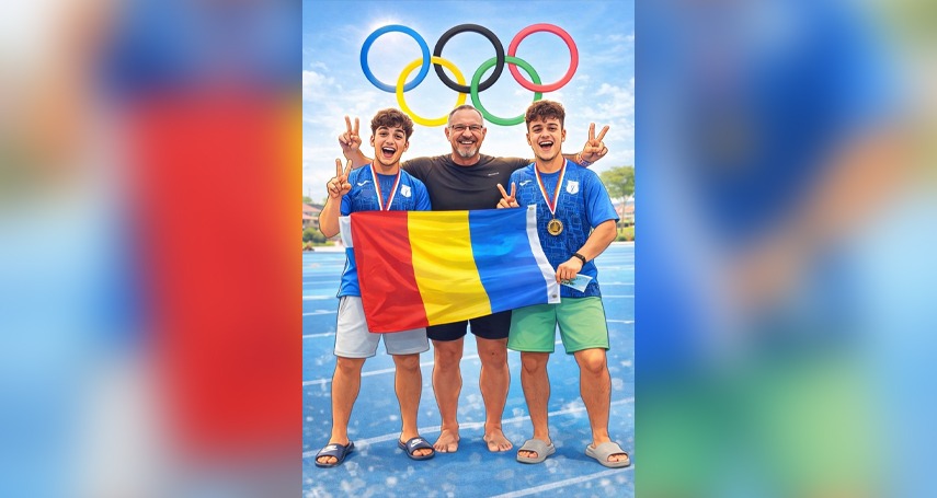 Gemenii Marica și antrenorul Vicențiu Culea. Sursa foto: Facebook (Bogdan Marica)