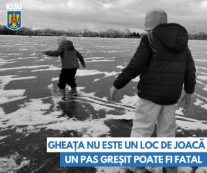 IGSU atrage atenția! Joaca pe apele înghețate poate duce la pierderea vieții