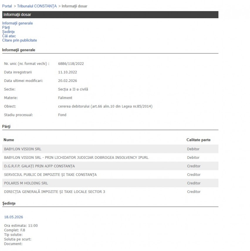 Portalul Instanțelor de Judecată