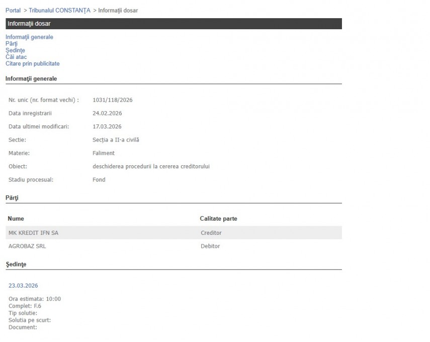 Portalul Instanțelor de Judecată