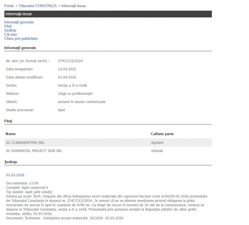 Portalul Instanțelor de Judecată