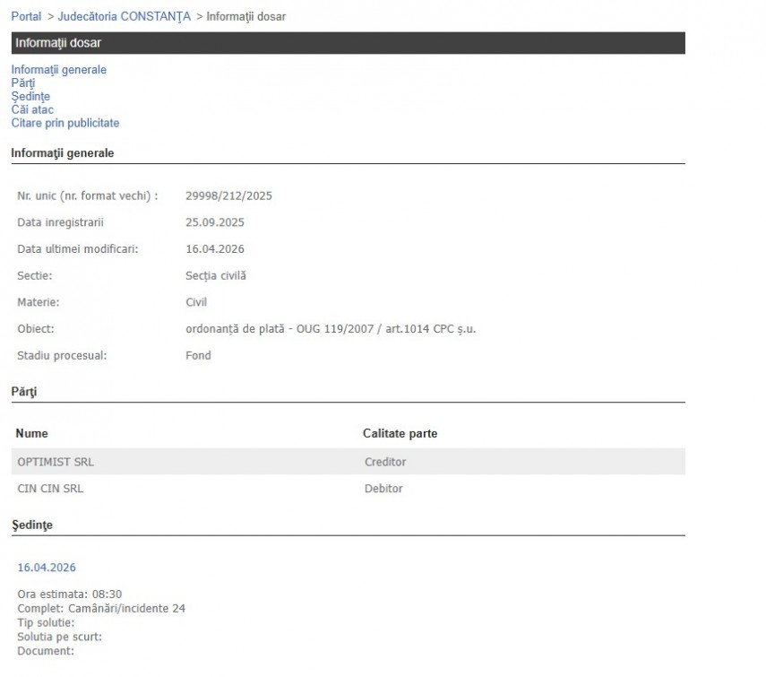 Portalul Instanțelor de Judecată