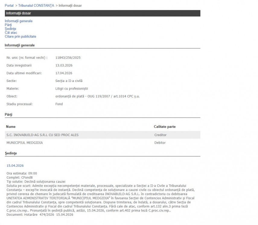 Portalul Instanțelor de Judecată