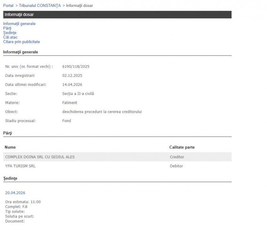 Portalul Instanțelor de Judecată