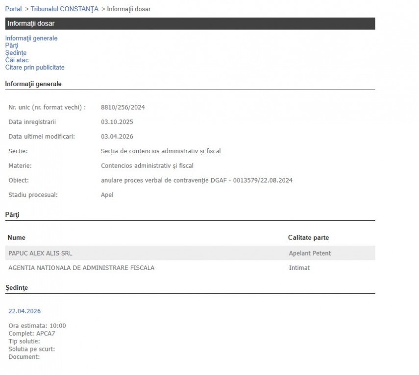 Portalul Instanțelor de Judecată