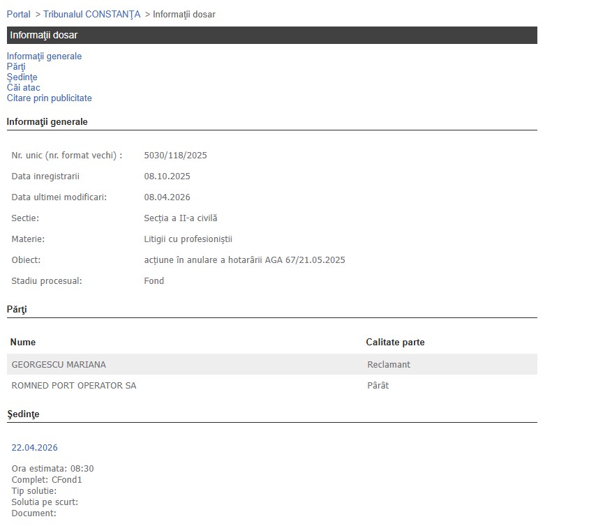 Portalul Instanțelor de Judecată