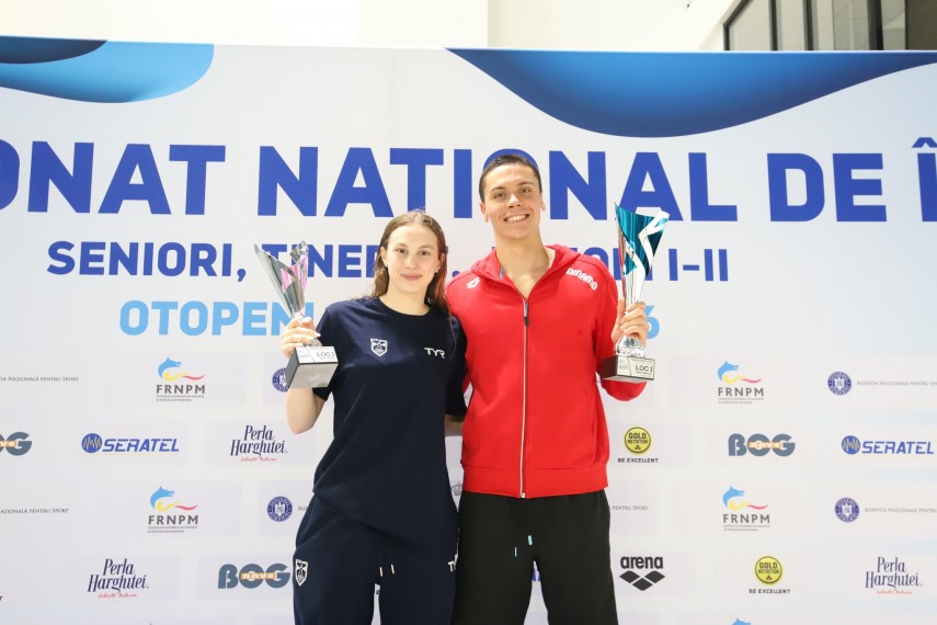 Daria Silișteanu și David Popovici. Sursa foto: FRNPM