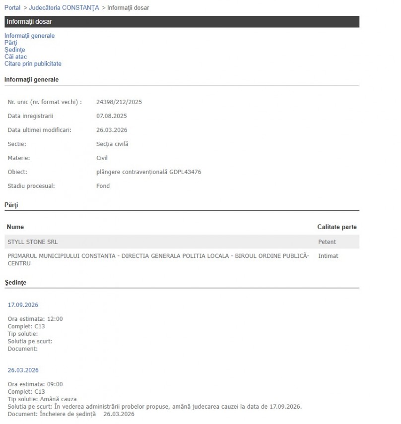 Portalul Instențelor de Judecată