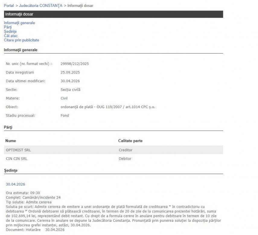 Portalul Instanțelor de Judecată