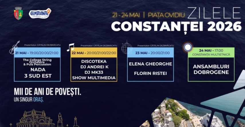 Zilele Constantei 2026. Programul complet al zilei de 24 mai. Parade, spectacole si expozitii   