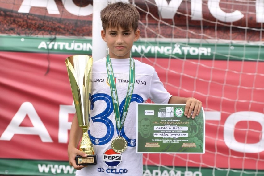Albert Caras, cel mai bun jucător al categoriei 2015 la Cupa Duckadam 2026. Sursa foto: Facebook (Marian Caras)