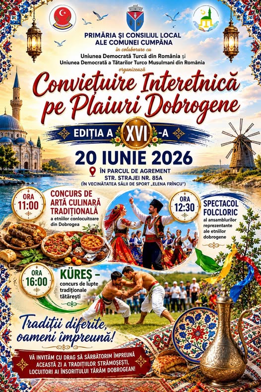 Primaria si Consiliul Local Cumpana: Invitatie la cea de-a XVI-a editie a manifestarii cultural-etnice Convietuire Interetnica pe Plaiuri Dobrogene
