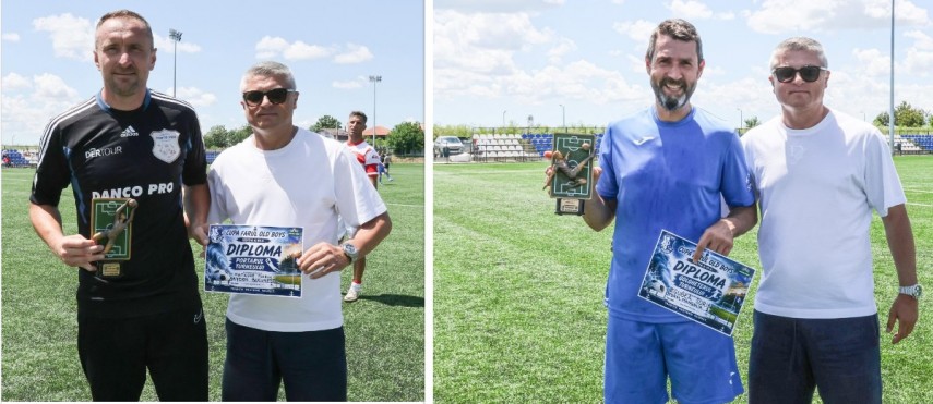 Florin Matache (stânga), Sorin Zgubea (dreapta), alături de Stelian Carabaș. Sursa foto: Facebook ( Stelian Carabaș, CS Poseidon Limanu - 2 Mai) 
