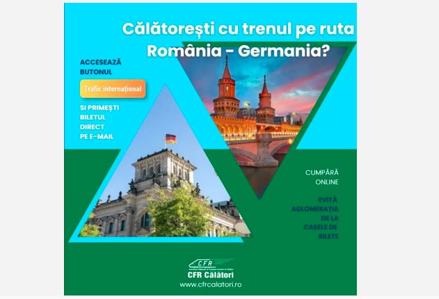 Vesti bune pentru calatori: CFR anunta ca biletele online catre Germania pot fi folosite direct de pe telefon