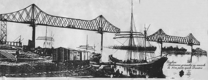 1894. Podul de la Cernavoda in constructie. Colecția Paul Iliescu Saligny