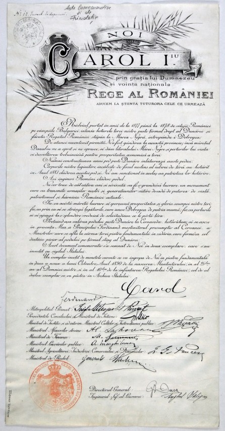 Actul punerii pietrei de temelie a podului, 9 oct. 1890
