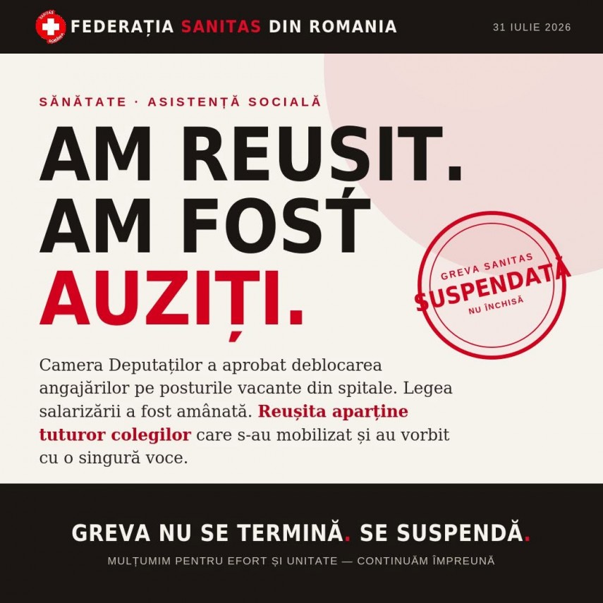Sursă foto: Facebook/Federația Sanitas din România