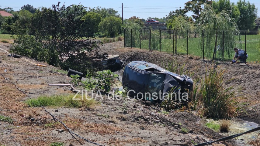 stiri constanta azi accident grav la pecineaga o masina s a rasturnat si a luat foc 950163