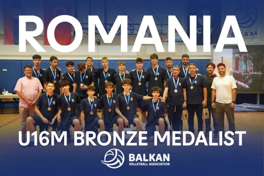 Radu Ghiță – al treilea din stânga, pe rândul de sus. Sursa foto: Facebook (Balkan Volleyball Association – BVA)