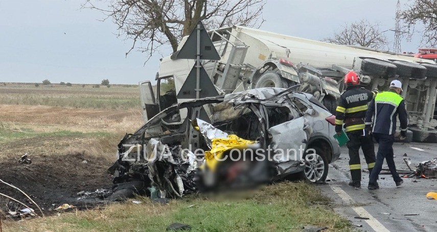 Știri Constanta: UPDATE. FOTO+VIDEO. Accident tragic pe DN3, intre Ciocarlia de Sus si Murfatlar. O persoana a decedat dupa ce autoturismul a luat foc                